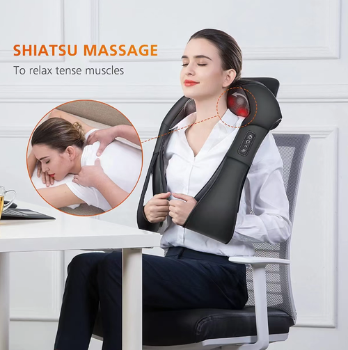 This kneading-style cervical massage device: 8 3D massage balls deeply knead, red light heat therapy relieves stiff shoulders, multi-level adjustment + bidirectional rotation, neck-hanging design frees up hands, automatically turns off after 15 minutes for greater safety, suitable for office, childcare, and home use, allowing you to enjoy professional-level shoulder and neck relaxation at any time.