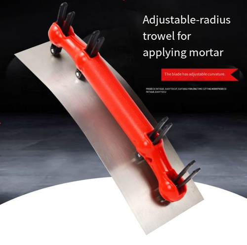 Adjustable arc-shaped putty scraper that can fit various curved surfaces such as inner and outer arcs. The stainless steel blade is durable and can be used for various purposes such as scraping putty and removing wall plaster. It is easy to disassemble and assemble, making it suitable for beginners to create smooth and rounded curved walls. It is an efficient tool for curved surface construction.