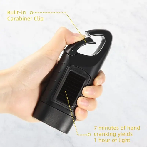 Solar hand-crank flashlight, mini generator
