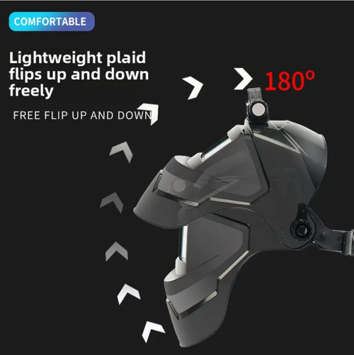 Automatic light-adjusting welding mask, with a 1-millisecond instantaneous light change, it can block strong light and filter out stray light, providing a clear view to facilitate precise operations. It offers comprehensive facial protection, is resistant to harsh environments, and is suitable for various grinding and welding scenarios. It is an efficient and reliable assistant for welding operations.