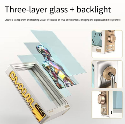Transparent floating intelligent electronic photo frame, with a retro pixel-style design and a high-definition display, it can cycle through photos, show the current time and weather, and has both the functions of a digital photo album and a clock. It comes with pixel interaction features, is easy to operate, and is a good home accessory that combines both appearance quality and fun. It brings creativity and warmth to your daily space.