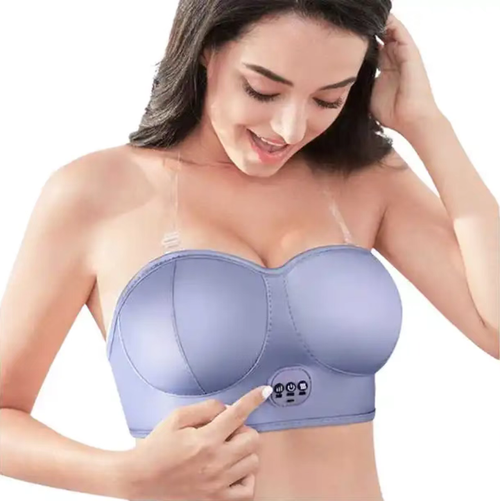 This charging chest massager is designed to be worn like underwear. It features soft fabric and fine shoulder straps that do not cause any discomfort or awkwardness. It has a long battery life for charging. It offers three vibration settings and a 40℃ constant temperature heat therapy. It can relieve the tension and soreness in the chest. It can be used during work or rest, making it a convenient and light care companion for daily life.