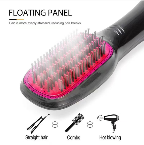 This three-in-one hot air comb combines the functions of blowing hair, straightening hair and curling hair. It features multiple speed settings and temperature control. The rounded comb teeth reduce the pulling of hair strands. It can dry hair while shaping it, using hot air for styling and then cooling it for setting. It is multi-functional and can be used for various hairstyles at home. After use, wait for it to cool down before storing it.