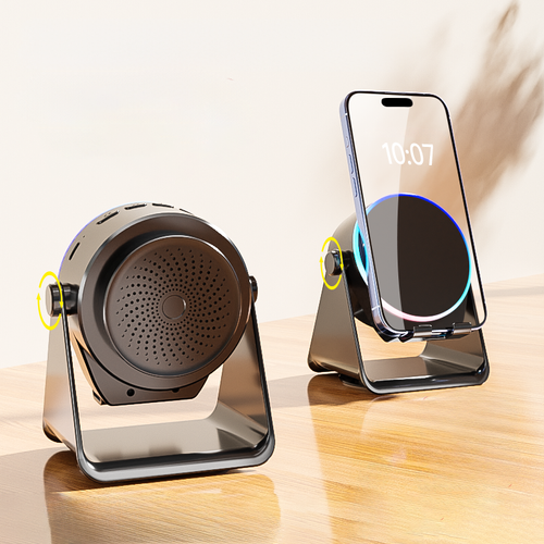 Portable Wireless Mobile Phone Holder with RGB LED Lighting Smart Induction Stand Music Player and Speaker