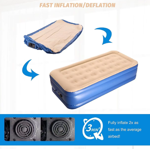 It is equipped with a built-in one-button pump. When inflated, it transforms into a soft sofa. When deflated, it can be stored compactly, saving space. The ergonomic air cushion combined with the thick plush surface is comfortable and does not irritate the waist. It is puncture-resistant, slip-resistant and durable. It is suitable for hosting guests, camping, and renting houses. It instantly transforms into a mattress, making life convenient and comfortable.