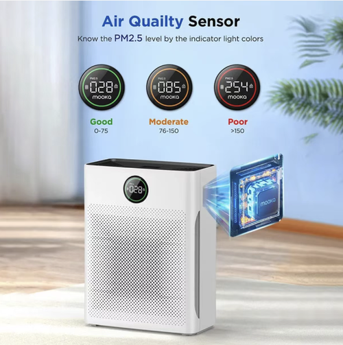Home pet air purifier, specially designed for pet-owning families. It efficiently absorbs pet dander and hair, and is equipped with a dual filtration system to remove odors and allergens. With intelligent digital display and multiple adjustment settings, it is quiet and low-noise. It is the ultimate air purification device for pet-owning families to get rid of pet dander odors. Make pet-owning life more refreshing and comfortable