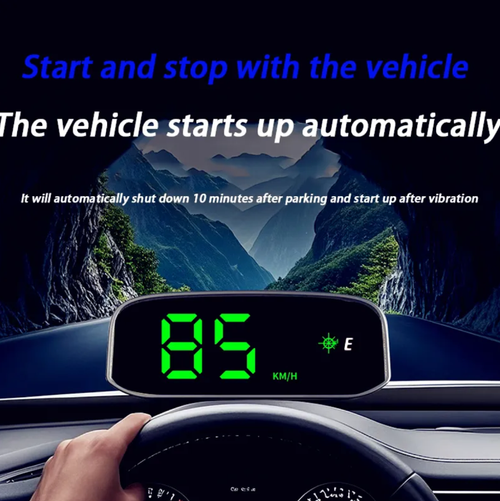 太阳能HUDDirect Solar-Powered Wireless Car Head-Up Display Universal GPS Compass Green Light Speed and Time Indicator