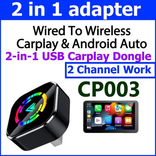 2 in 1 Metal USB Wireless Apple Carplay & Android Auto Adapter CP003 Wired to Wireless