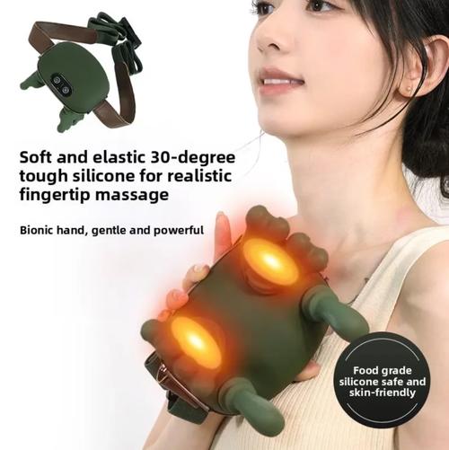 Shoulder and Neck Mini Octopus Massage Device, 3D simulation finger pressure + constant temperature heat therapy, deeply relieves shoulder and neck stiffness. Ultra-light design, soft skin-friendly silicone that doesn't cause sweating, simple operation, it is the ultimate shoulder and neck relaxation tool.