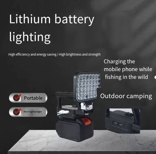This 55-bead lithium battery work lamp features matrix-style LED lamp beads with high energy efficiency and bright illumination. It has dual USB charging ports and an upgraded handle with multi-angle adjustment, allowing for smooth switching between near and far light. It is suitable for various scenarios such as auto repair and outdoor use, and is a versatile and mobile light source for dark environments.