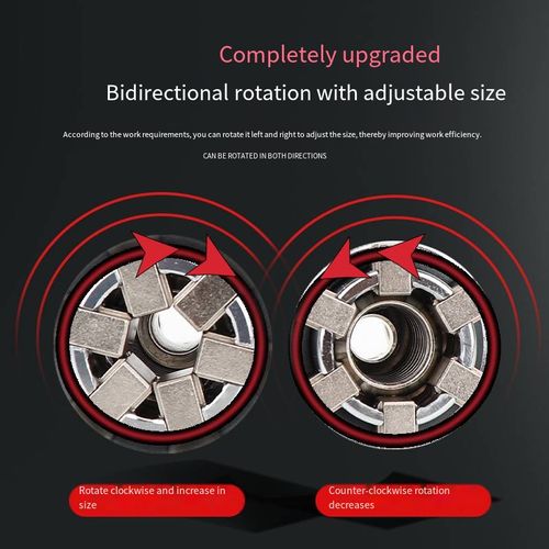 Newly upgraded adjustable universal socket wrench set: Compatible with electric wrenches, electric drills, ratchet wrenches. Automatically engages multiple specifications of screws and nuts. Made of high-hardness chromium-vanadium steel. Rust-proof and wear-resistant treatment. Quick disassembly and easy operation design. Suitable for multi-scenario use in household repairs, car maintenance, mechanical processing, construction sites, etc. A multi-functional hardware tool combination.
