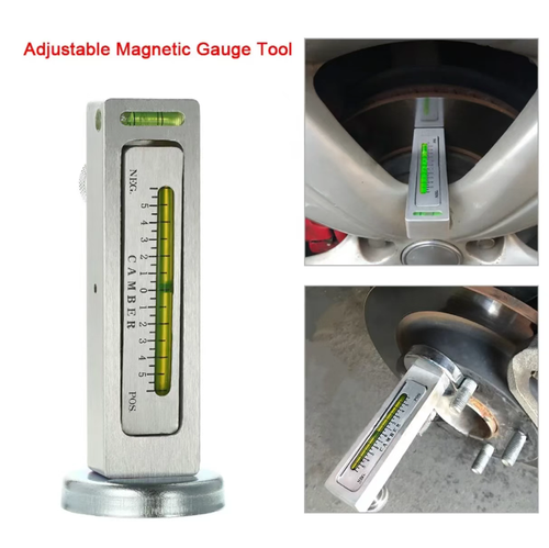 Automobile magnetic level gauge, strong magnetic force for stable attachment to the wheel hub, precisely measures the wheel inclination angle and beam angle, the data is accurate to the millimeter level. It can be used for four-wheel alignment and suspension repair. Compact and portable, suitable for emergencies. The operation is simple and intuitive, easy for beginners to master. Resistant to drops and durable. Must-have for auto mechanics and self-driving enthusiasts.