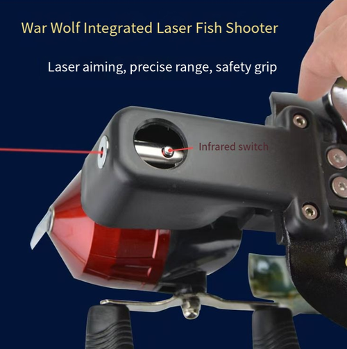 The War Wolf integrated fishing bow combines a fishing bow and a bow and arrow set. It is equipped with a metal protective plate and a laser sight, providing a comfortable grip and ensuring both accuracy and safety. Its infrared switch design is convenient. Combined with the bow and arrow functions, it is suitable for various scenarios. It also comes with rotating steel balls and fish darts accessories, making it an ideal choice for outdoor fishing.