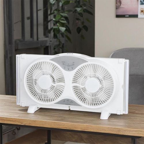 测试Household 9-Inch Retractable Double Window Fan, 3-speed adjustable, three modes cool exhaust circulation, dual air outlets for efficient ventilation, adjustable side fits most window frames, with remote control, no punch installation, perfect ventilation solution for bedroom kitchen bathroom, odor removal and air renewal, must-have for renters, operates quietly without disturbing life, quickly improves indoor stuffiness and humidity, enhances home air quality.