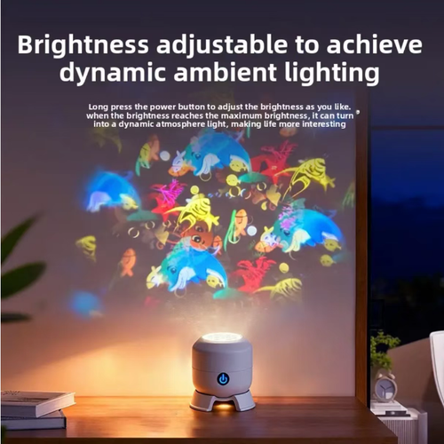 The rotating ocean and star dual-theme projection lamp projects full-room light and shadow evenly in all directions within 360 degrees. It emits soft low-blue light that is gentle on the eyes and operates silently without any noise. The compact and round body is easy to place and carry. It also has the functions of an ambient light and a night light for bedtime use. It is suitable for party setups in children's rooms or bedrooms, and makes a great gift for enhancing the home atmosphere.