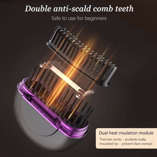 Wireless charging mini straightening comb, with flip-top portable storage design, constant temperature control without damaging hair strands. It can straighten and smooth unruly hair, and also create a man's beard style. Multiple temperature settings are available. The compact design is easy to carry, with long-lasting battery life. Suitable for home or travel use to style hair at any time. Universal styling hair comb for both men and women.
