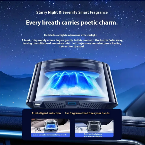 Cloud Mist Scenic Viewing Edition,AI intelligent scent-sensing system, recreating the snowy mist scenery and chilly fragrance of Mount Fuji. The AI will automatically release fragrance when the car door is opened. Millions of micro molecules of fragrance provide long-lasting freshness. It is not only a scent diffuser but also an artistic decoration item in the car, making each drive feel like a visit to Mount Fuji.