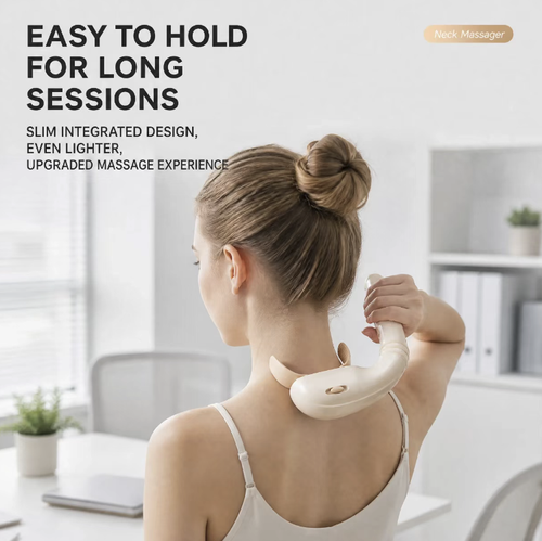 The sea horse-shaped long-handled shoulder and neck massager supports three levels of force adjustment. It features a human-like hand-pushing massage head, which can relieve the soreness in the shoulders, neck, waist and back. The long handle design enables it to massage hard-to-reach areas such as the back independently. The lightweight design makes it suitable for both home use and office work, serving as an auxiliary device for easing muscle tension.
