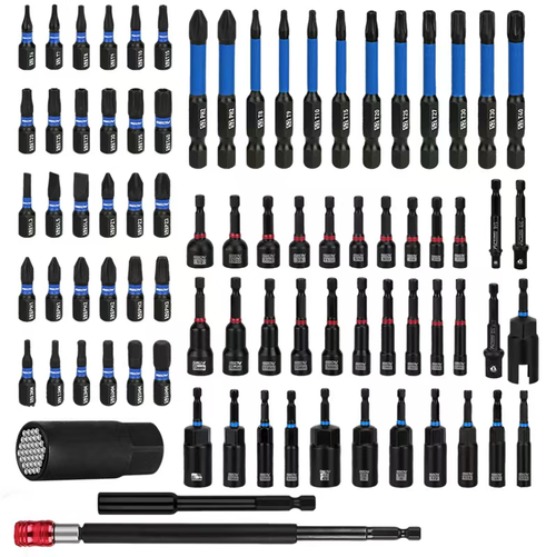 This 80-piece set of drill bits is a versatile toolbox. It covers 80 types of tools such as micro drill bits and large-sized sleeves. The magnetic heads are anti-slip, the extension rods can reach into dead corners, and the compartments for storage keep everything organized without being messy. There's no need to gather scattered tools. The cost-performance ratio is excellent. Next time you need to tighten something, you can directly and precisely grab the right tool!
