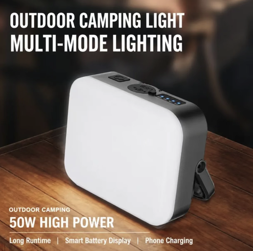 Mini solar camping lamp, supporting dual charging via solar power and Type-C port, with power consumption display, multiple adjustable lighting modes. Comes with a built-in stand that can be hung or placed flat. It is waterproof and can also be used to power small devices in emergencies. Suitable for camping, power outages, outdoor maintenance. It has multiple uses and can be carried around without taking up much space.