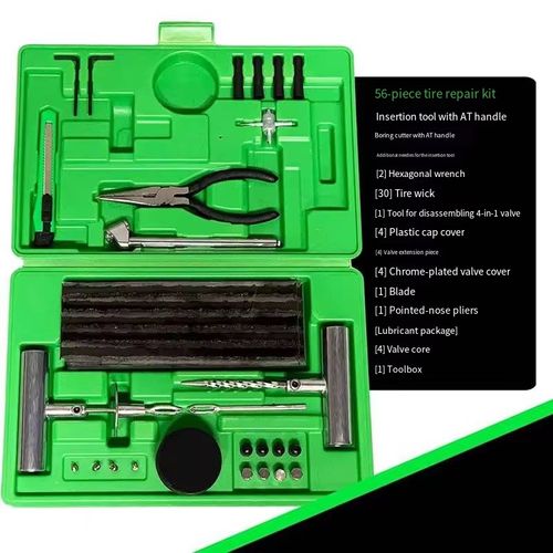 69 pieces of tire repair kits, including nail pullers, hole expanders, various-sized rubber strips, etc. It takes only 10 minutes to complete the tire repair without having to remove the tire for rescue. The tools are durable and can also be used to address minor tire issues. A set is provided in the trunk, making it convenient for commuting or driving with punctured tires, saving on rescue costs and ensuring a more secure journey!