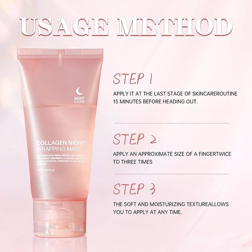 Korean Collagen Moisturizing Hydro-Pull Mask: The night collagen preservation film. Apply for 15 minutes to form a film. It cleans pores, replenishes collagen, and after removal, the face becomes hydrated and radiant, soft and smooth. It is an excellent helper for emergency treatment during long hours of sleep. Place your order today and you will receive 3 boxes of Korean collagen water-light plumping masks.