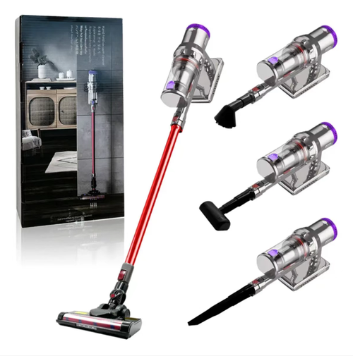 High-power handheld wireless vacuum cleaner, with digital display and intelligent adjustment, powerful suction for both cleaning and mopping in one, multiple brush heads suitable for all home scenarios, wireless vertical design for no cleaning blind spots, wall-mounted storage saves space, can be used in cars and other vehicles, it is an all-in-one cleaning tool that helps you say goodbye to household chores troubles.