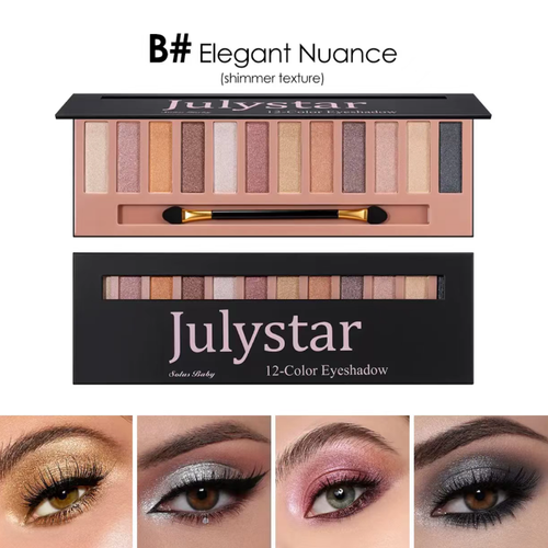 This 12-color eyeshadow palette features matte and shimmer finishes, with a wide range of colors. It can be used for both everyday light makeup and smoky eye looks. The powder is fine and easy to blend, and it comes with a double-ended eyeshadow brush. It has a waterproof effect, which helps reduce makeup smudging. The palette is lightweight and portable, making it convenient to carry around. It is an excellent practical makeup item.