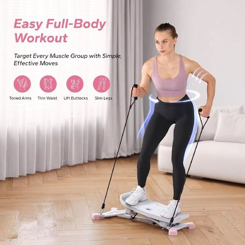Zvz New Concept Mini Stepper with Detachable Resistance Bands & LCD Digital Counter – Portable Home Aerobics Exercise Machine for Full-Body Fat Burning, Body Shaping, Core Strengthening, Leg & Butt Toning, Shoulder & Back Slimming, Posture Correction – Silent Smooth Non-Stuck Design, Non-Slip Pedal & Compact Foldable Structure, Ideal Home Workout Equipment for Women, Men, Fitness Enthusiasts, Small Apartments & Office Use
