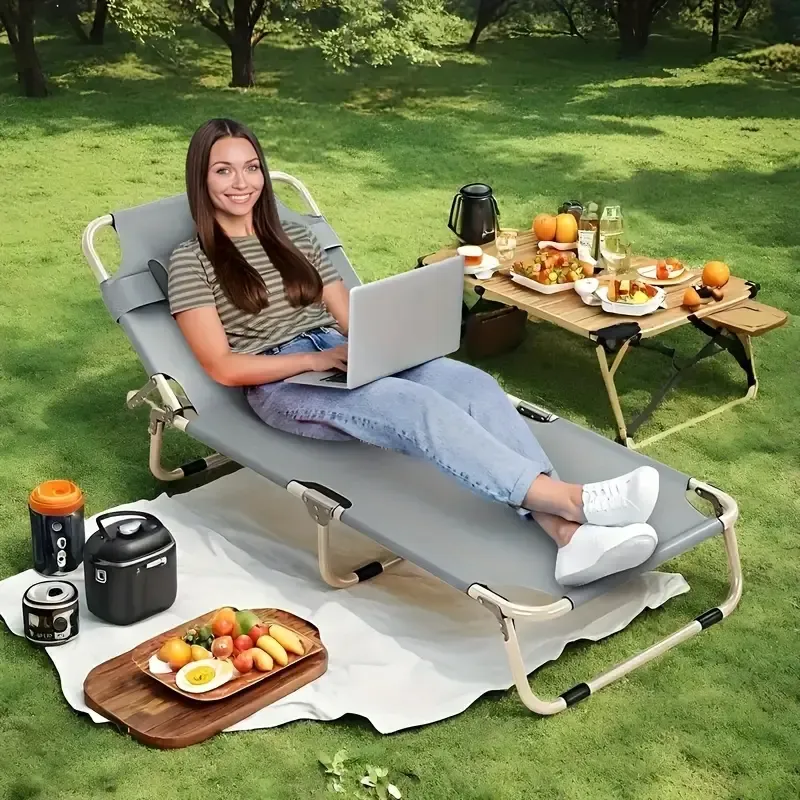 Who says outdoor rest is limited to hard surfaces? This folding bed completely changes your perception of outdoor sleeping. It unfolds flat in a second, withstands strong mountain winds, and can even support a 200-pound man. Whether on a mountaintop, by a stream, or at a campsite, you can relax more comfortably than in your own master bedroom!