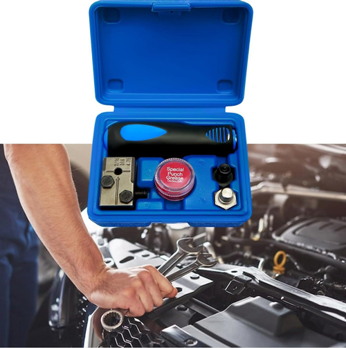 Brake pipe reaming tool kit, including reaming tools, edge trimming knives and other components. It can precisely ream the holes and remove burrs, and is suitable for various specifications of brake pipes. Made of high-strength material, it is durable. The ergonomic handle is easy to operate and it is portable and easy to store. It is a professional tool for brake repair for auto mechanics and car enthusiasts, ensuring braking safety.