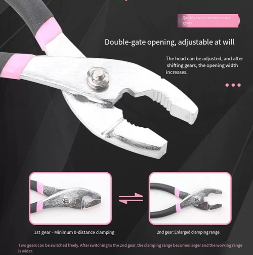 A pink multi-functional household tool set, containing 151 tools, covering all scenarios of home maintenance. The pink anti-slip handle provides a comfortable grip, and the tool box is neatly organized with a high appearance quality. The tools are sturdy and durable, helping you easily become a home maintenance expert, managing your home in a stylish and efficient way.