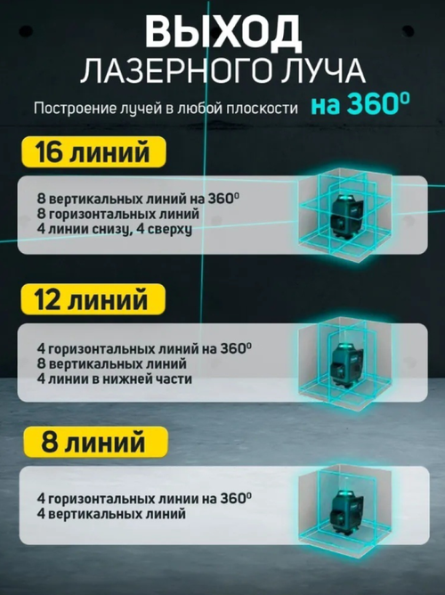 4D 16-line Green Light Level Meter, capable of precise line projection over 360°. Green light is clearly visible in bright light. Equipped with sound alarm and intelligent digital display. Compatible with 8-16 lines for various scenarios. Resistant to drops and easy to fix. Suitable for both professional construction and home decoration. It is a reliable partner for precise measurements.
