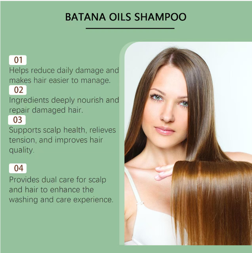 If you place an order today, we will send you a total of 2 bottles of Batana Herbal Deep Nourishing and Repairing Hair Follicle Stimulating Growth Shampoo. It uses a natural plant extract formula to nourish the hair, making it soft and smooth, strengthening the hair roots, and improving problems such as frizz and excessive oil secretion. It is suitable for all hair types. After washing, your hair will be clean, fresh, and shiny.