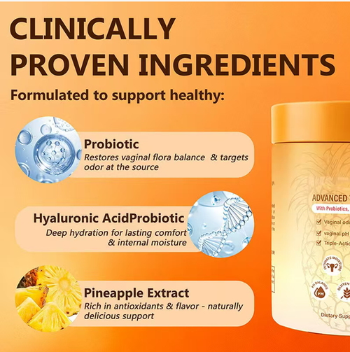 Order today and you will receive 2 bottles of the Enhanced Moisture Regulation Bacterial Colony Female Sexual Satisfaction Soft Candy. It contains probiotics, hyaluronic acid and pineapple extract, which can regulate the micro-ecological balance in the private area, reduce body odor, provide moisture and comfort, and enhance immunity. There are 60 pieces in each pack. Take 1 - 2 pieces per day. You will be able to witness an improvement in health and confidence within 1 - 2 months.