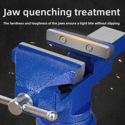 This 80-type bench vise features hardened jaws for stable clamping, a 360° rotating base with adjustable angles that can be adjusted without disassembly. The ten-hole design is suitable for irregular workpieces. It can be installed without drilling holes and is portable, suitable for manual and small-scale processing scenarios. It ensures that the workpiece is properly clamped without requiring rework.
