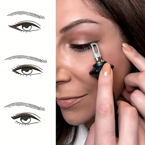 The eye liner tool for the clumsy ones. The silicone brush head is designed to fit the eye shape. Just apply it once and it will fill in the eyeliner. Even beginners can draw neat lines. It is water-resistant and lasts for 8 hours without fading. Order today and you'll receive 2 sets. The soft brush head won't stick out and the cream is smooth and easy to blend. Even the clumsy ones can create the perfect eye shape.