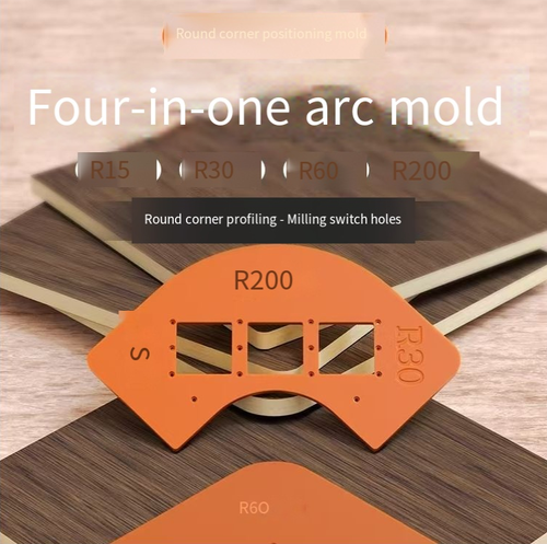 4-in-1 Arc Template, DIY Round Corner Cutting Tool for Woodworkers. Thickened board prevents slipping, dual retaining clips ensure stable fixation. Even beginners can cut out regular round corners. It can also be used for opening square holes and positioning sockets. Suitable for DIY home improvement projects. Say goodbye to sharp edges on furniture corners. The appearance level will be instantly elevated with a sense of sophistication!
