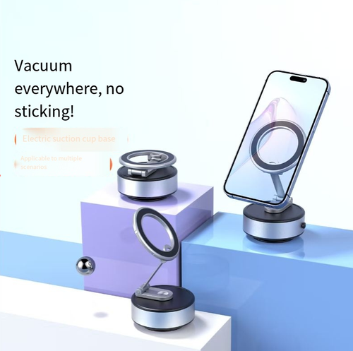 This zinc alloy magnetic support: With a 25KG vacuum suction that is as stable as a rock, it features four-axis linkage for 360° rotation and free angle adjustment. It can be magnetically attached and detached, folded for portability. The zinc alloy material is durable and sturdy. It is suitable for all scenarios such as in vehicles, on desks, or during business trips. Once placed, it will remain stable, eliminating screen shaking and residue from past attachments.