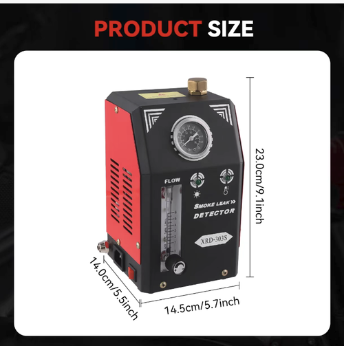 This automotive smoke leak detector supports multi-system detection including intake, EVAP, turbo, and exhaust systems, and can solve 80% of pipeline leakage problems. It features dual independent modes for air and smoke, enabling precise location of leakage points through visual smoke detection. It also includes pressure monitoring, built-in overheat and anti-freeze protection, making it suitable for efficient fault diagnosis in both auto repair shops and DIY scenarios.