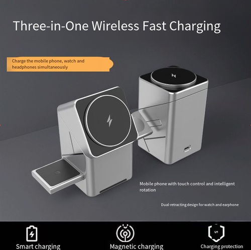 XW10 Magic Cube Wireless Spin Charger - Strong Magnetic Force, 15W Fast Charging, 3-in-1, New Desktop Wireless Charger