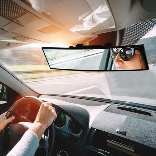 Easy Clip Installation Universal 300mm Anti Glare Blue Wide Angle Tint Interior Clip on Panoramic Rearview Mirror