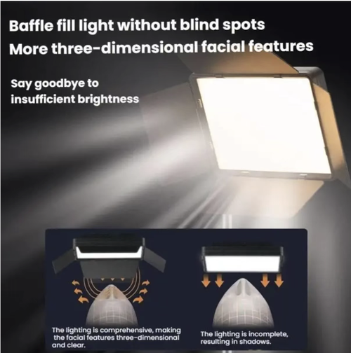 This 10-inch square LED spotlight features a four-leaf diffuser for precise light control and three color temperatures with adjustable brightness. It has high color rendering ability to accurately reproduce true colors. Paired with a 2.1-meter stable tripod, it can be used both on the ground and on a desktop. It is suitable for various scenarios such as live streaming makeup, photography, and video recording. It is a professional lighting tool for both live streaming and creative purposes.