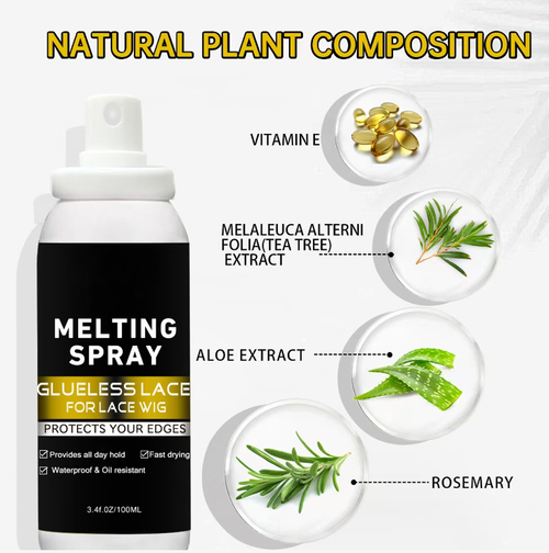 Wig styling lotion. Using non-greasy technology, it enables the wig to fit naturally and provides all-day waterproof and oil-resistant protection, ensuring stability and preventing it from falling off. Order today and you will receive 3 bottles of wig lace smoothening styling care spray. It also contains natural ingredients that can nourish the scalp, making it the perfect choice for achieving a perfect hairstyle and showing confidence!