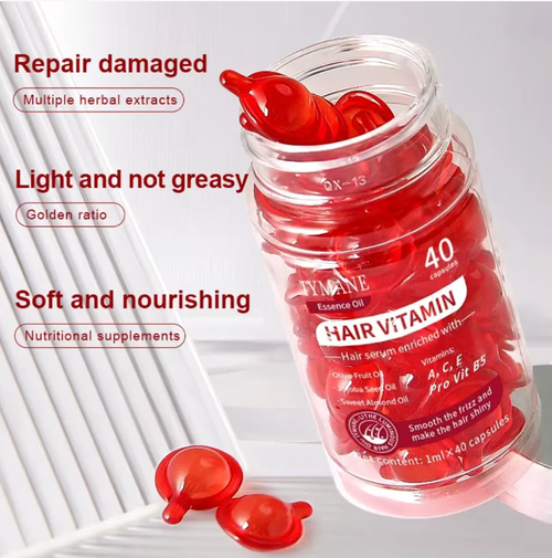 If you place an order today, you will receive 3 bottles of plant extract essence vitamin hair care essential oil soft capsules, totaling 120 capsules. This 40-capsule bottle of hair care essential oil soft capsules is like a hair-nourishing bomb wrapped with plant essence inside a ruby. It addresses issues such as oily scalp, uneven hair texture, and hair loss, and leaves your hair smooth and shiny without any stickiness. It's perfect for business trips and easy to store.