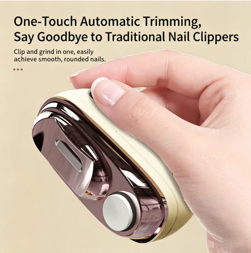 This multi-functional electric nail trimmer is sleek and compact, operates wirelessly with rechargeable power. It is suitable for both adults and children. It can smooth and shape the edges of nails, remove burrs, and comes with a debris storage compartment for easy cleaning. The operation is simple, allowing it to be used for daily nail trimming as well as for basic nail art polishing. It keeps the nail surface clean and smooth.
