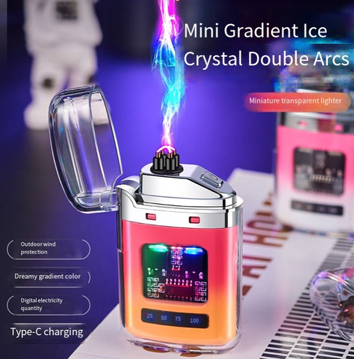 Three-color neon wraps around two electric arcs, instantly transforming into cyber fireworks! The gradient ice crystal body exudes a sense of technology. It features Type-C fast charging, windproof and flame-free, and can be fully charged and recharged 60 times. Without air or oil + with a safety lock, it is portable and reassuring. Order today and get 2 units. You can use it yourself or give it to your friends. It serves as both a tool and a trendy accessory.