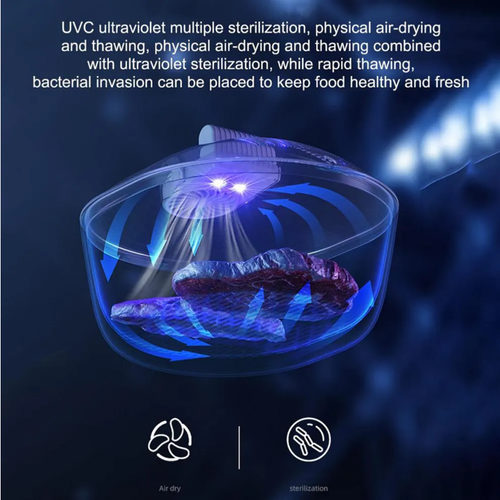 The smart defrost device eliminates slow thawing and nutrient loss. It relies on high-frequency micro-vibration for rapid thawing. It is not picky about ingredients or shapes and can handle frozen fish, frozen meat, and frozen seafood. After thawing, the ingredients will not become dry or fishy, ​​and the freshness-locking effect is visible, so every meal will be fresh!