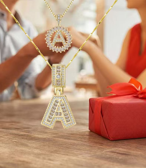 2-piece Set,Full Diamond Zirconia A-shaped Necklace: Gilded with shining diamonds, featuring a three-dimensional ,double-layer design to showcase intricate details. Ideal for daily wear, it can be paired with a shirt to reveal a subtle glow, worn over a hoodie to enhance the texture, or paired with a velvet dress to add soft shading. Keeping it for yourself is a symbol of exclusivity. Give it to your best friend or partner and write You are my A option on it, and wear it around your neck.