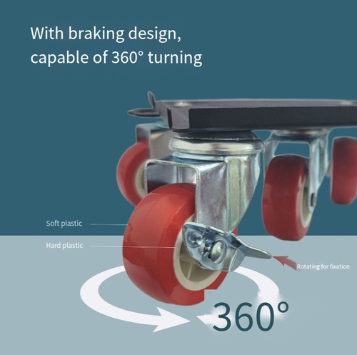 Five-wheel Nine-piece Extension Rod,A mobile and lifting tool, with a five-wheel structure capable of supporting up to 1650 pounds. The nine-piece set is suitable for various heavy objects. The extension rod is effortless and does not require bending over. Installation is simple, and the movement is smooth and flexible. It is easy to handle heavy objects such as washing machines and furniture at home or in the warehouse, and it can be efficiently moved by one person.